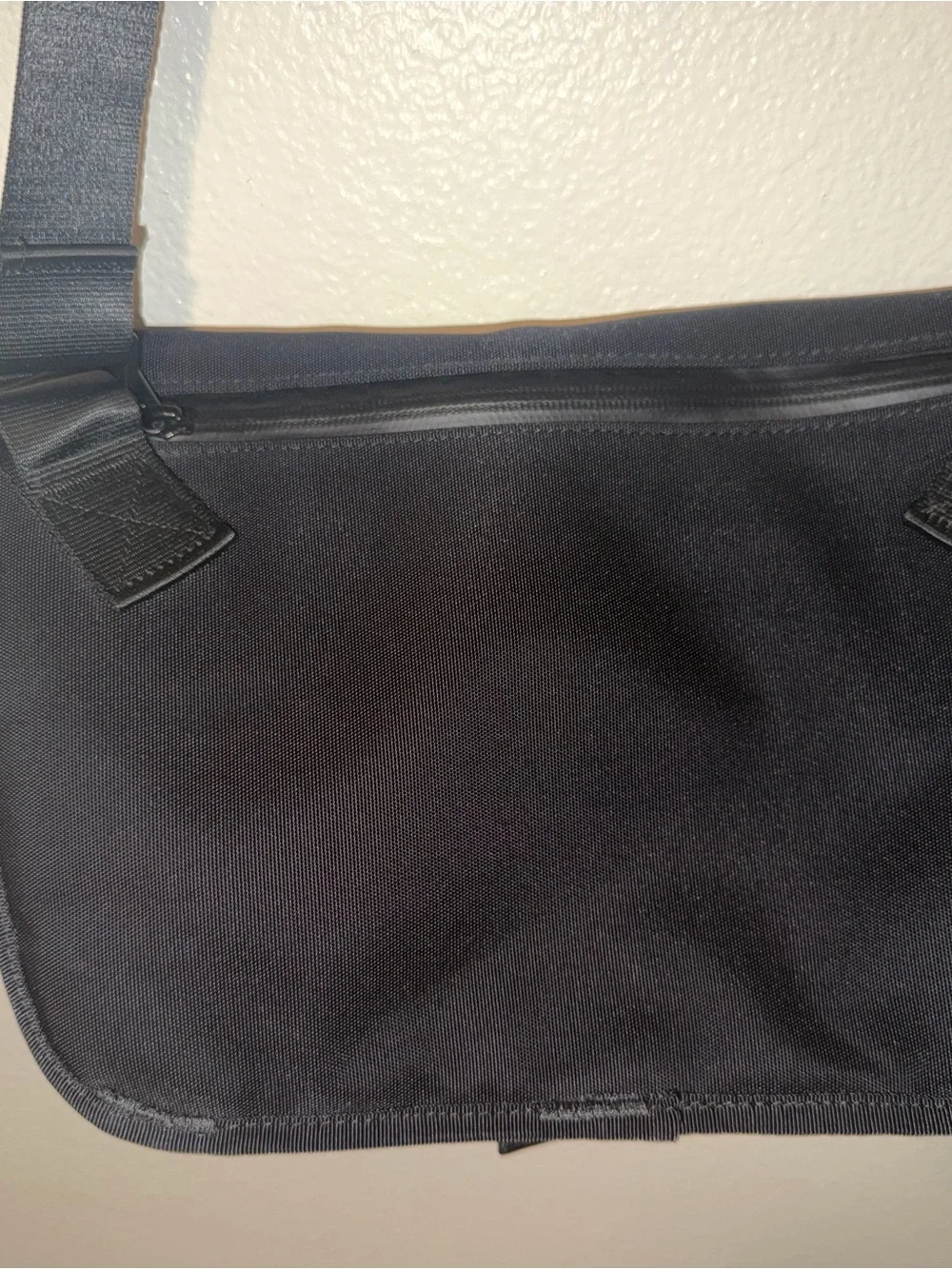 Black Messenger Crossbody Bag with Adjustable Strap